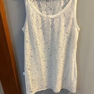 Chic Cream Lace Sleeveless Tunic